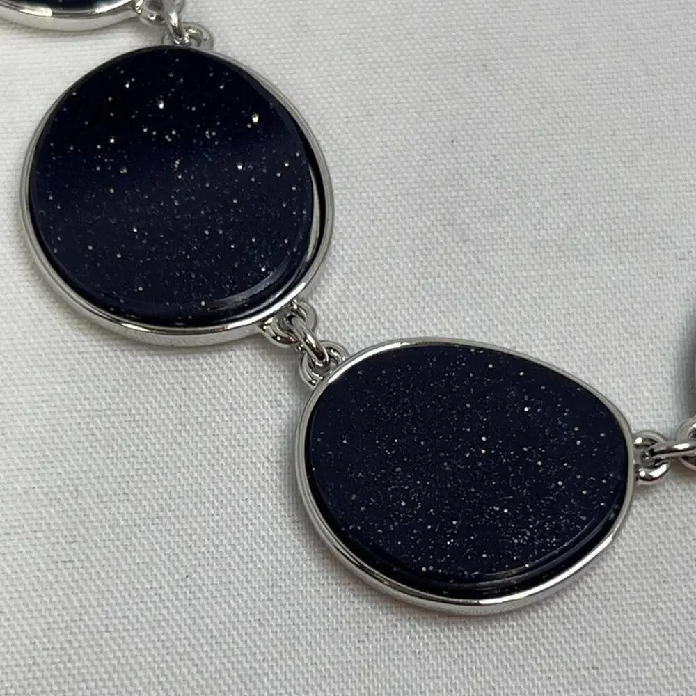 Ballet Silver Tone Blue Goldstone Statement Necklace | Celestial Sparkle | NWT